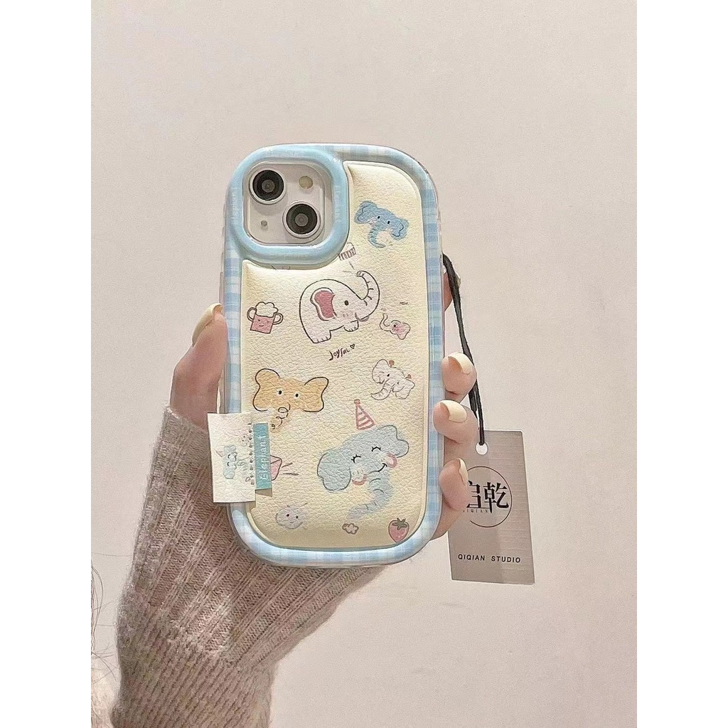 Bao Da Điện Thoại Chống Rơi Họa Tiết Chú Voi Dễ Thương Dành Cho Iphone 15 Pro Max 14 13 / 12 11 15 Pro 14 Pro Ốp