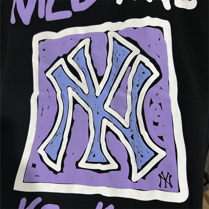 Mlb Áo sweater Chui Đầu Dáng Rộng In logo graffiti Kiểu Hàn Quốc Thoải Mái Ấm Áp Cho Nữ