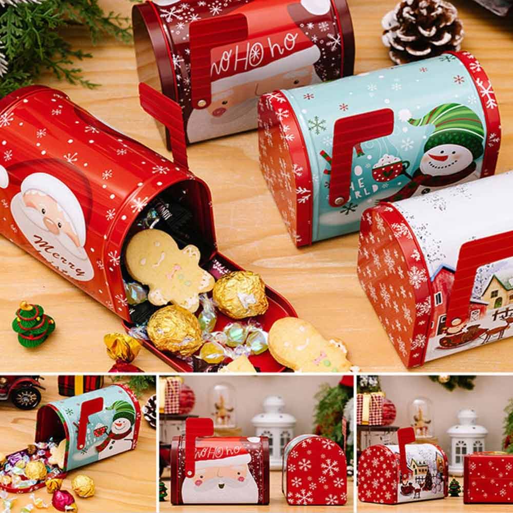 Christmas Tin Box Create Brilliant Color Celebration Gift Tin Box Festive Christmas Mailbox-shaped Ornament Box Xmas Decor