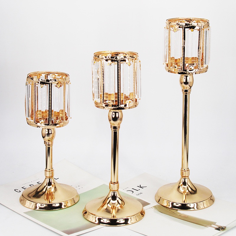 Giá Đỡ Nến Pha Lê Phong Cách Châu Âu Lãng Mạn Dùng Trang Trí Bàn Ăn / Tiệc Tối