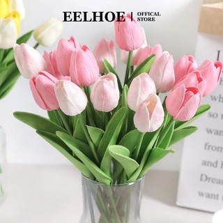 Bó hoa tulip nhân tạo EELHOE bằng xốp PE trang trí nhà/ tiệc cưới