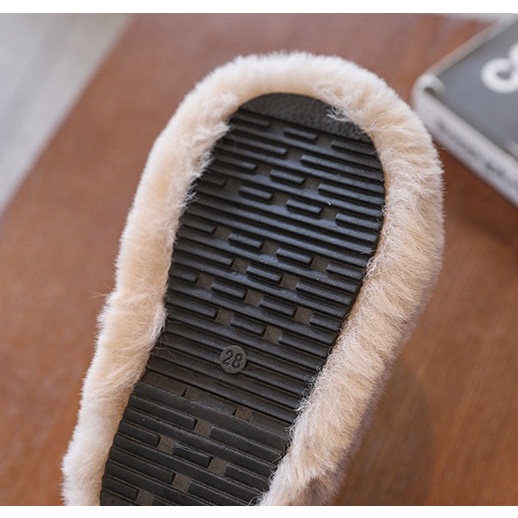 Dép lông bé gái quai chéo G096 size 26-35 giữ ấm mùa thu đông 2023, phong cách Hàn Quốc mới