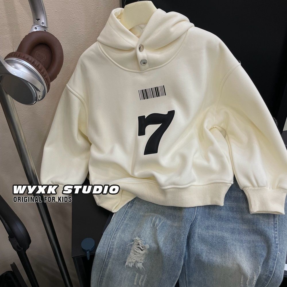 Áo sweatshirt Có Mũ Lót Lông Cừu Ba Chiều In Họa Tiết Phong Cách Mới Dành Cho Bé Trai