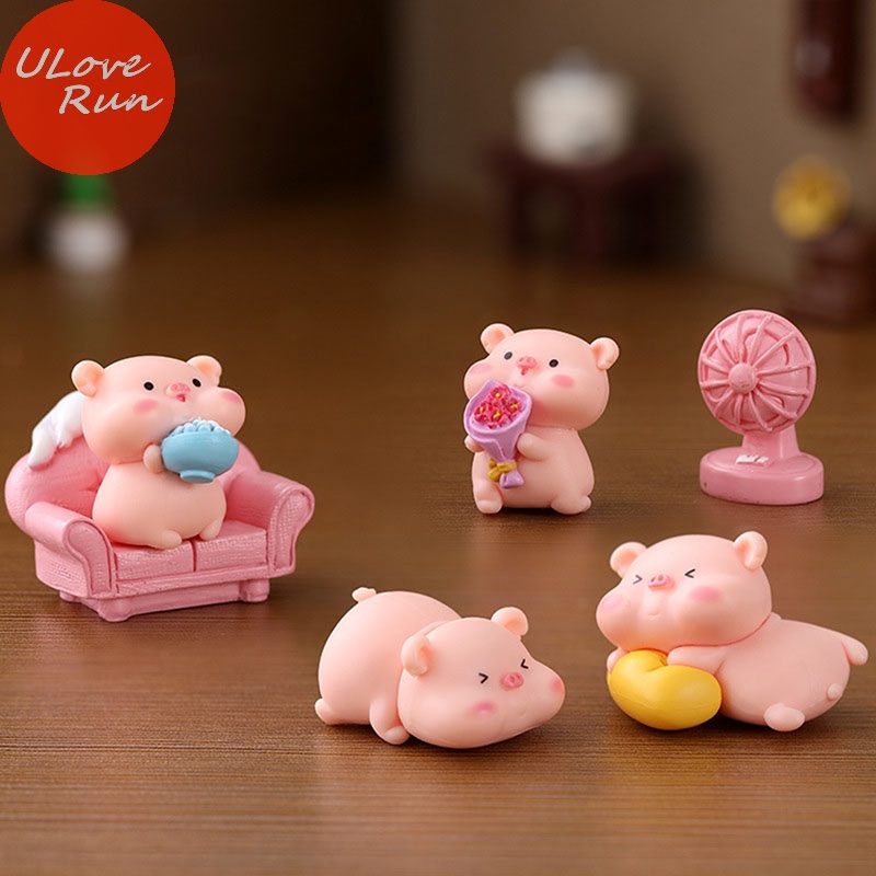 Uloverun 1 Mô Hình Chú Heo Hoạt Hình mini Trang Trí Tiểu Cảnh Để Bàn
