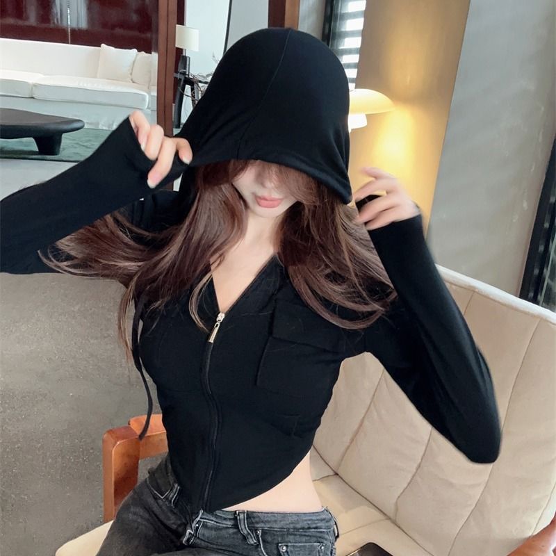 Áo Khoác Có Nón Phối Khóa Kéo Thời Trang Hàn Quốc