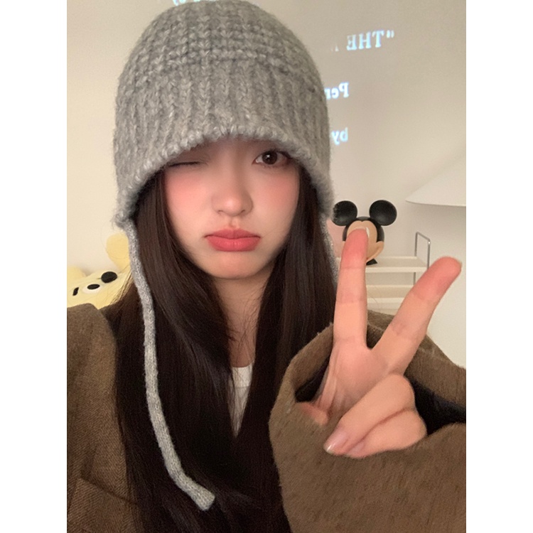 Mũ Len Màu Nâu Giữ Ấm Thời Trang Thu Đông Phong Cách Hàn Quốc Cho Nữ