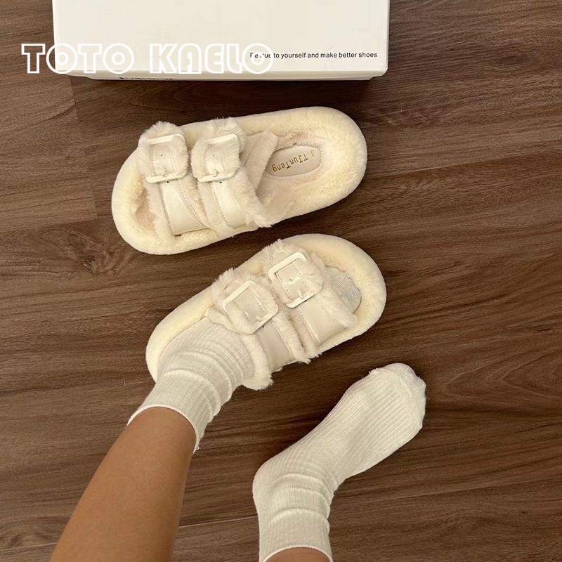 TOTOK  dép lông dép bông Đế Dày dép quai hậu đế cao 2023 hot trend Đẹp Đế linh hoạt Thời thượng Mềm mại FMR23A0O0Q 43Z231025