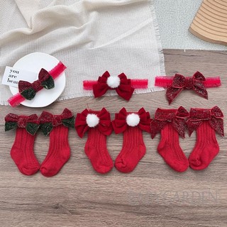 Set vớ + băng đô nơ xinh xắn cho bé gái 0-24 tháng tuổi