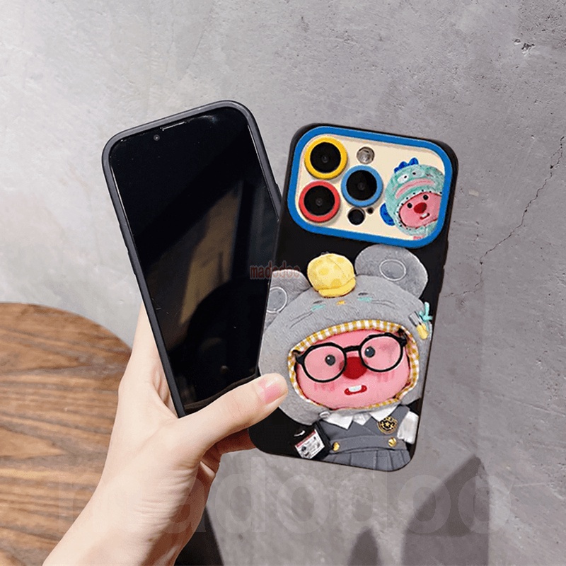 Ốp lưng For iPhone 15 14 13 12 11 Pro Xs max Mini 7 8 6 6S Plus X XR 14ProMax 13promax 12promax 11promax 6+6S+ 7+ 8+ Cute Cartoon Duck-cap beaver Plush Loopy Couple BFF Fine Hole Large window Anti-fall Soft Phone Case DSC 07