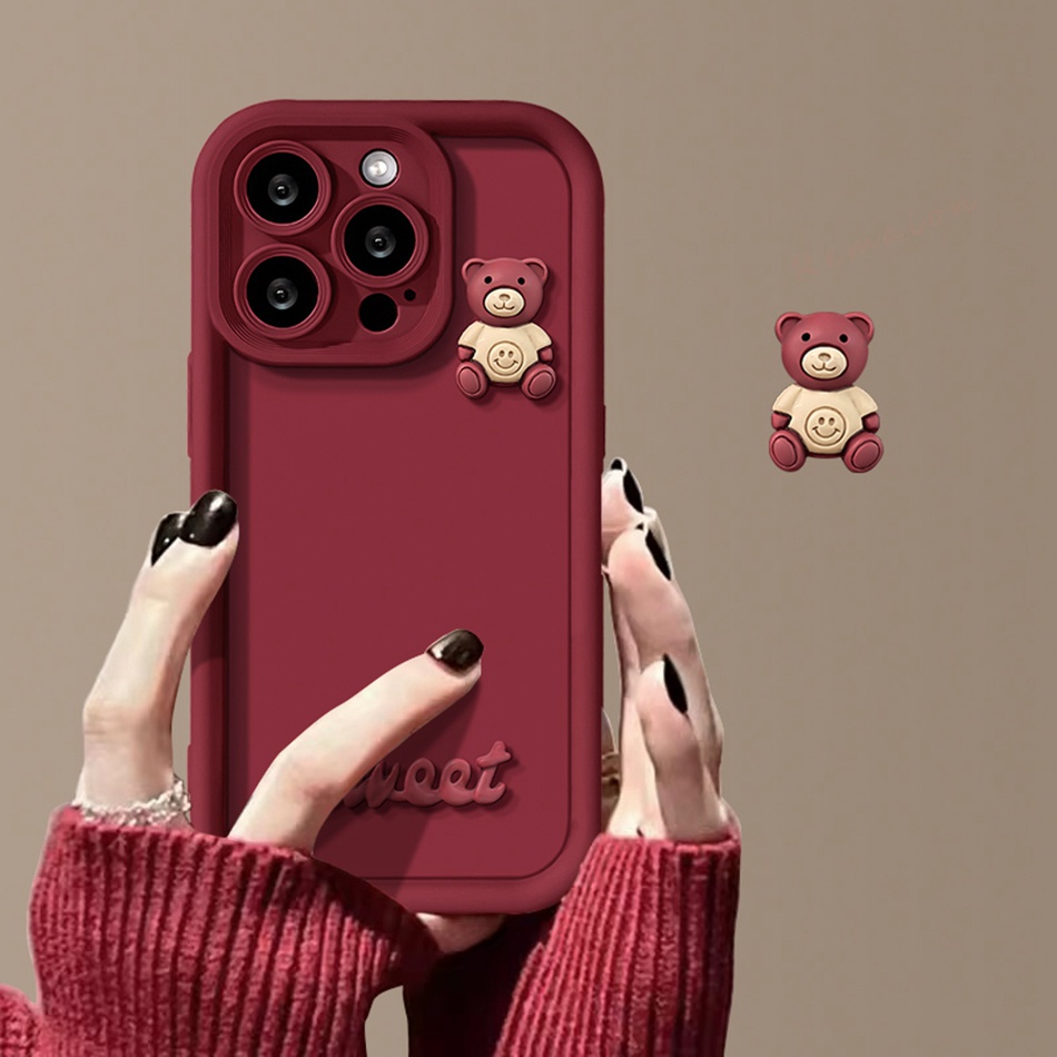 Ốp Điện Thoại Silicon Mềm Hình Gấu 3d Cho iphone 11 12 13 14 15 pro max plus 11pro 15pro x xr xs max 7 8 plus se 2020