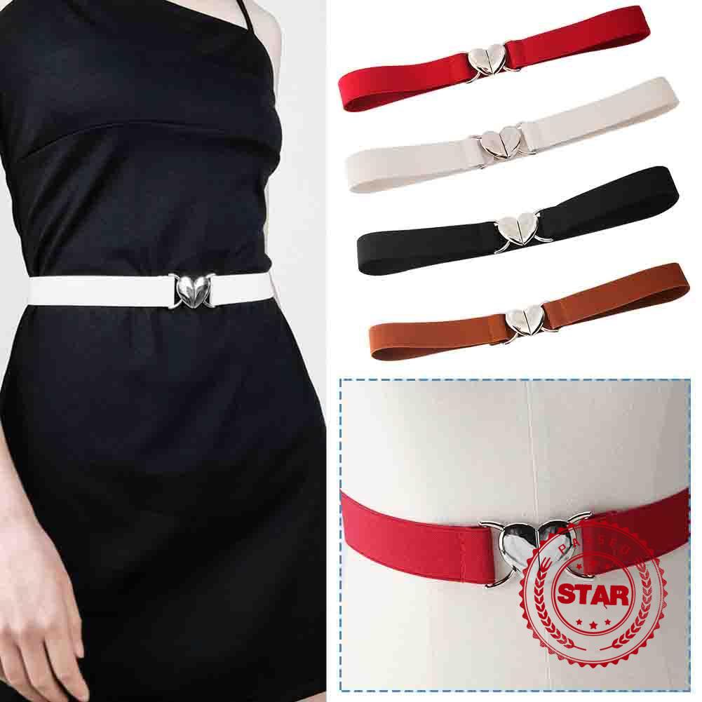 Thắt Lưng Mỏng Màu Đen Khóa Hình Trái Tim Trang Trí Đa Năng Dành Cho Bạn Nữ f3t5