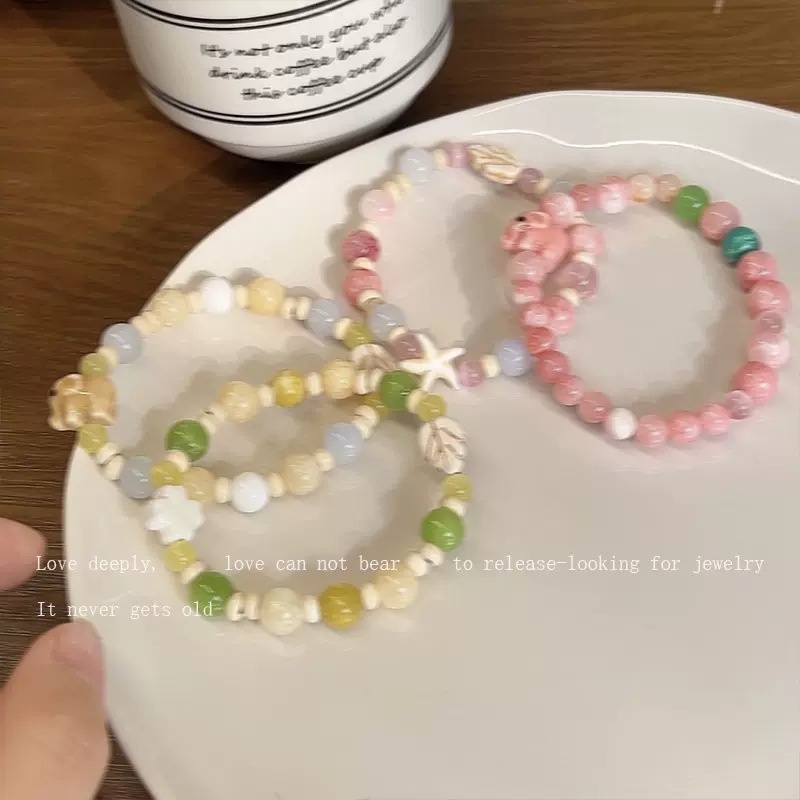 Vòng Tay Chuỗi Hạt Gốm Hình Chú Voi Dễ Thương Dùng Làm Quà Tặng diy