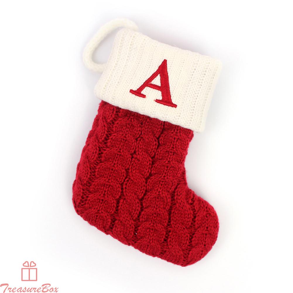 Fashionable Christmas Stockings with Red Snowflakes and Alphabet Decoration
