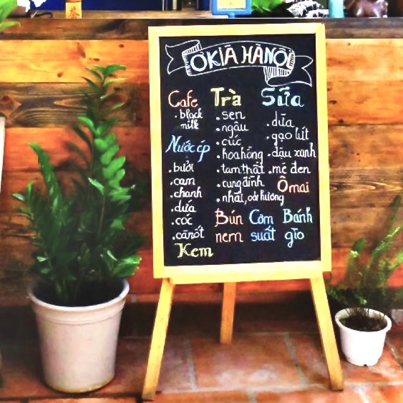 BẢNG ĐEN menu viết phấn khung gỗ thông  cao cấp xóa sạch đủ kích thước