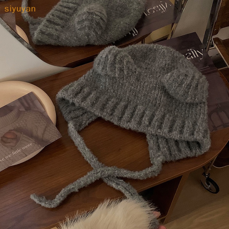 Siyuyan Mũ Len Dệt Kim Giữ Ấm Tai Gấu Dễ Thương vn