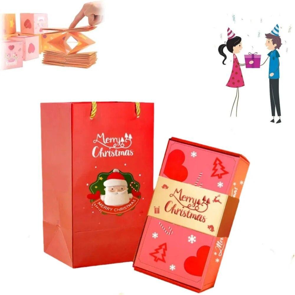 Back2 Hộp Quà Tặng bouncing bouncing Đỏ Dạng Gấp Sáng Tạo Vui Nhộn Bật Lên Tiền Mặt Bùng Nổ Boon Tự Làm
