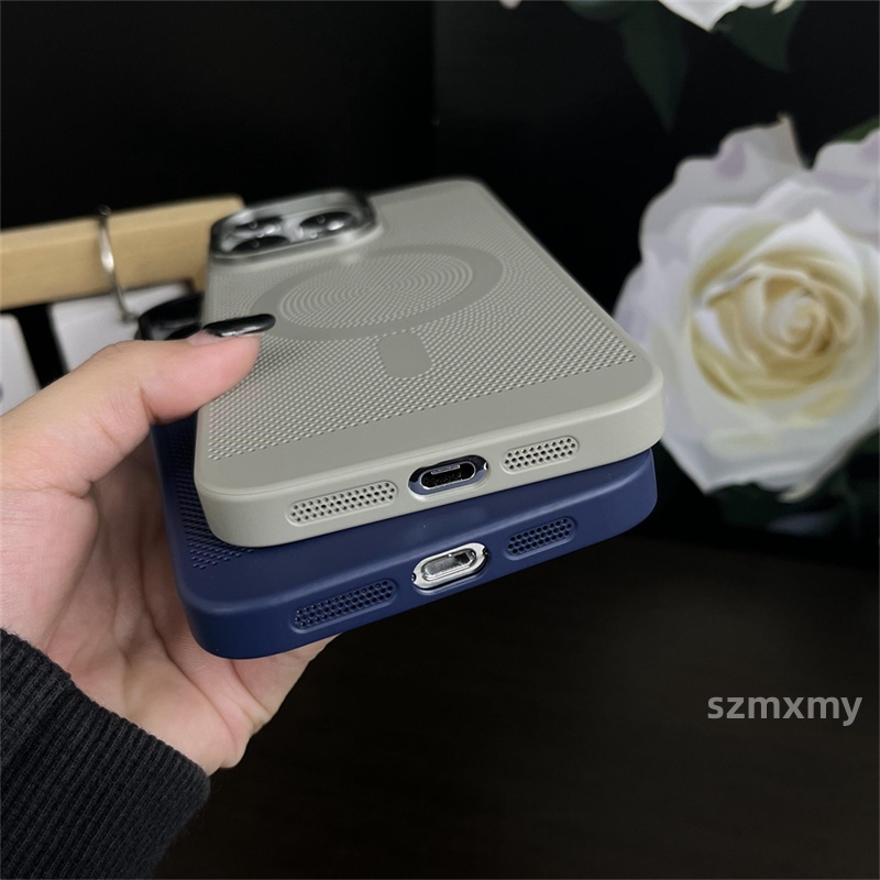 Ốp Điện Thoại pc Cứng Dạng Nhám Khung Ảnh Từ Tính Chống Rơi Cho iphone 15 13 12 14 pro max