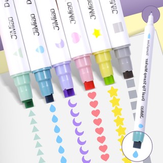 Bút đánh dấu bắt sáng / bút đánh dấu ledger hai đầu / bút dạ quang 6 màu sắc đáng yêu dành cho trẻ em