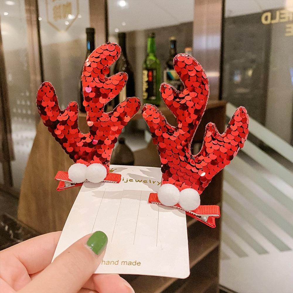 1 Cặp Kẹp Tóc Hình Tuần Lộc Giáng Sinh Lấp Lánh Cho Nữ