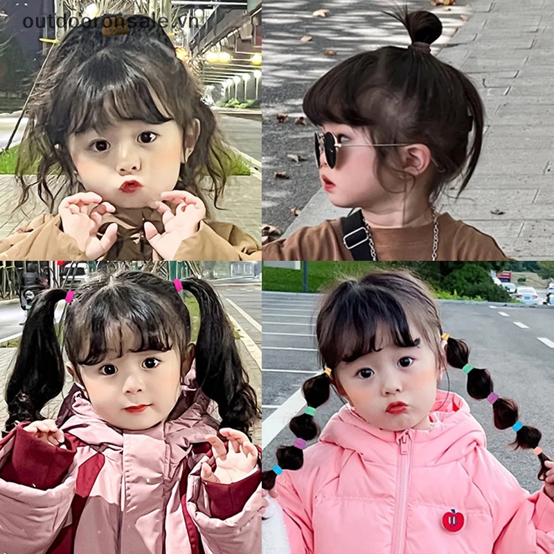 Set 100 Dây Thun Buộc Tóc Bằng nylon Co Giãn Nhiều Màu Dành Cho Trẻ Em