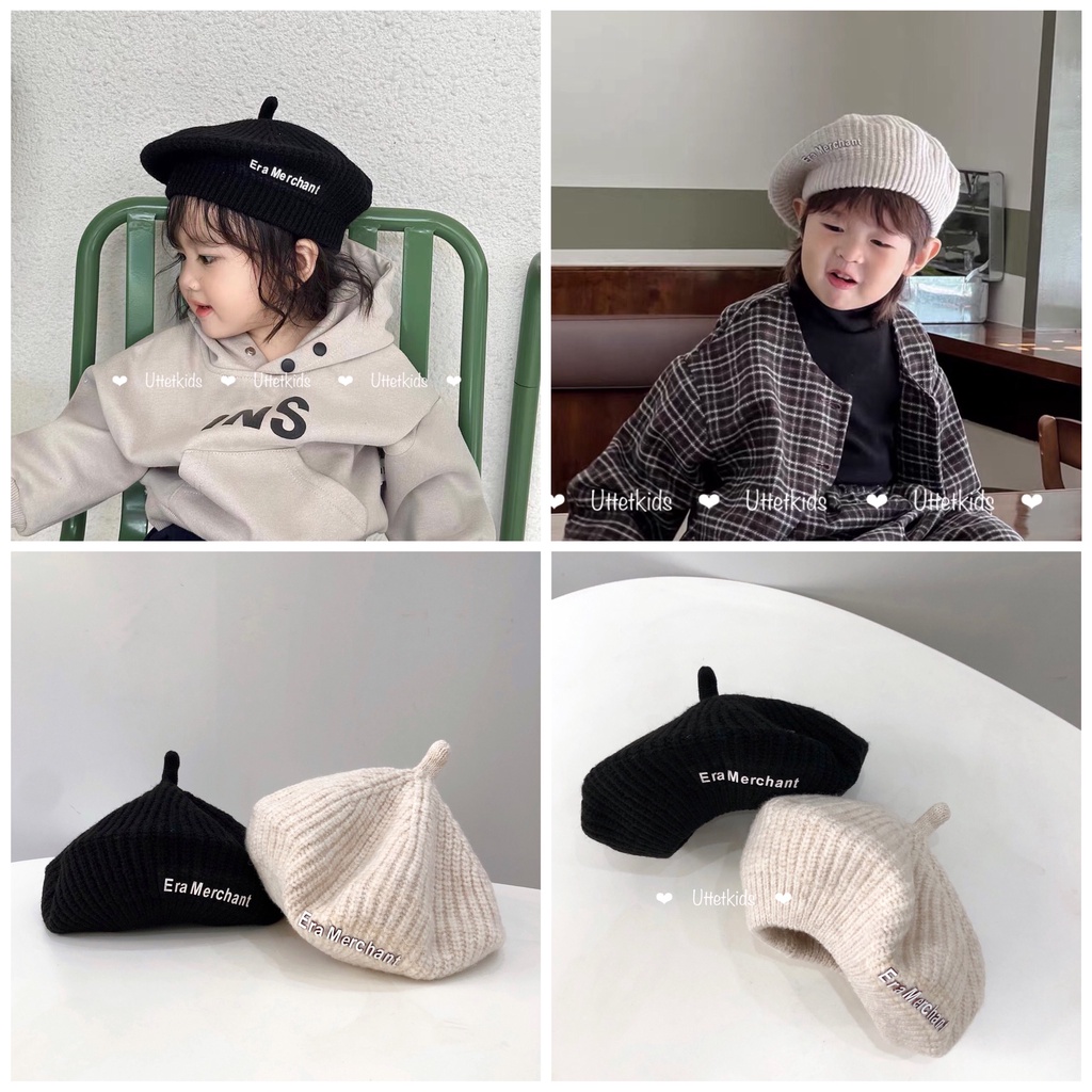 MŨ NỒI LEN ERA PHONG CÁCH HÀN QUỐC CHO BÉ GÁI VÀ BÉ TRAI VÀNH 49-53CM