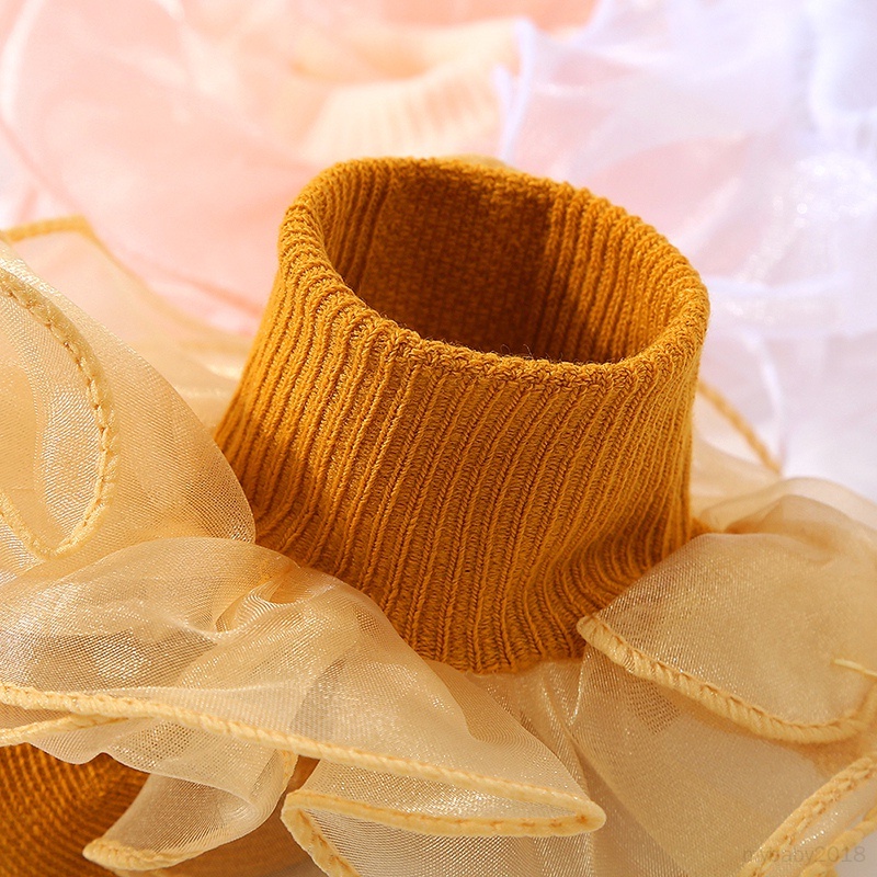 Vớ cotton Mềm Mại Phối Ren Thoáng Khí Không Trượt Cho Bé Gái Sơ Sinh