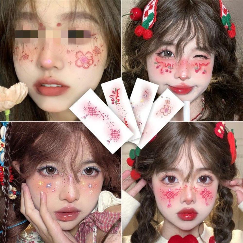Hình Xăm Dán Trang Điểm Mặt Họa Tiết Bông Tuyết Tuần Lộc Dễ Thương Dùng Một Lần