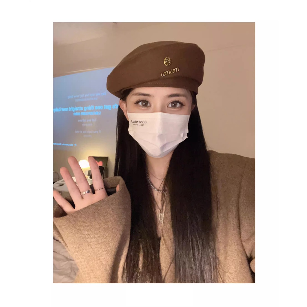 Mũ nồi mũ beret hoa trà min min