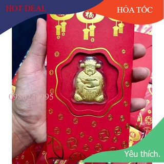 combo 5 BAO LÌ XÌ THẦN TÀI MẠ VÀNG 24k MAY MẮN