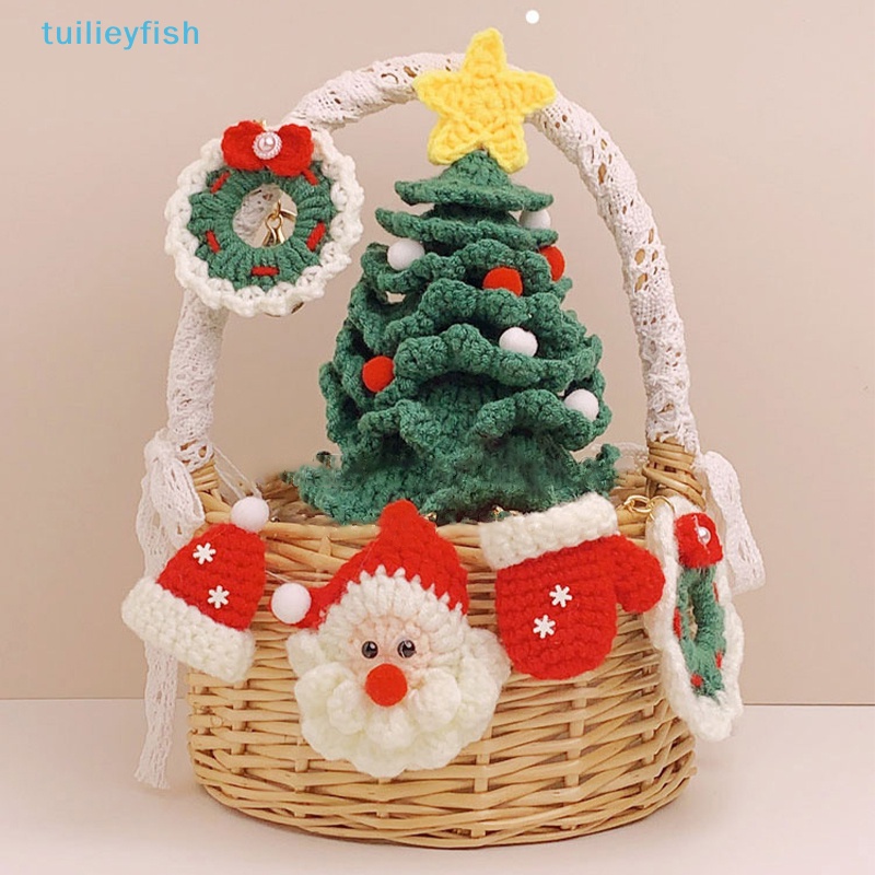 Móc Khóa Dệt Kim Hình Găng Tay Ông Già Noel Vòng Hoa Len Dệt Treo Túi Quà Giáng Sinh