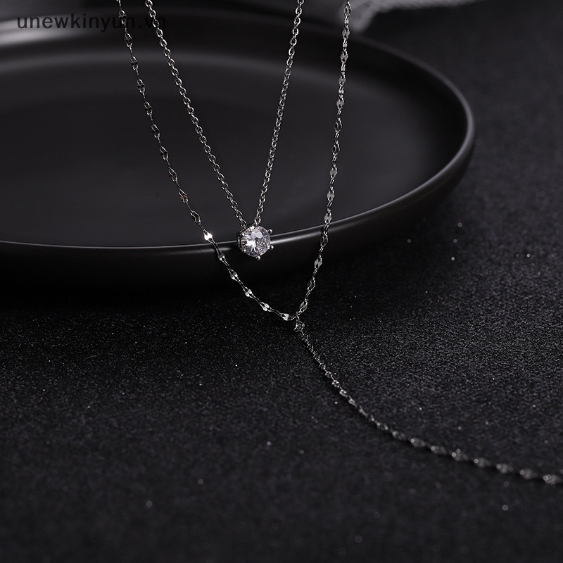 Uu Vòng cổ Hai Lớp Dáng Dài Đính Đá Lấp Lánh Thời Trang Quyến Rũ Dành Cho Nữ vn