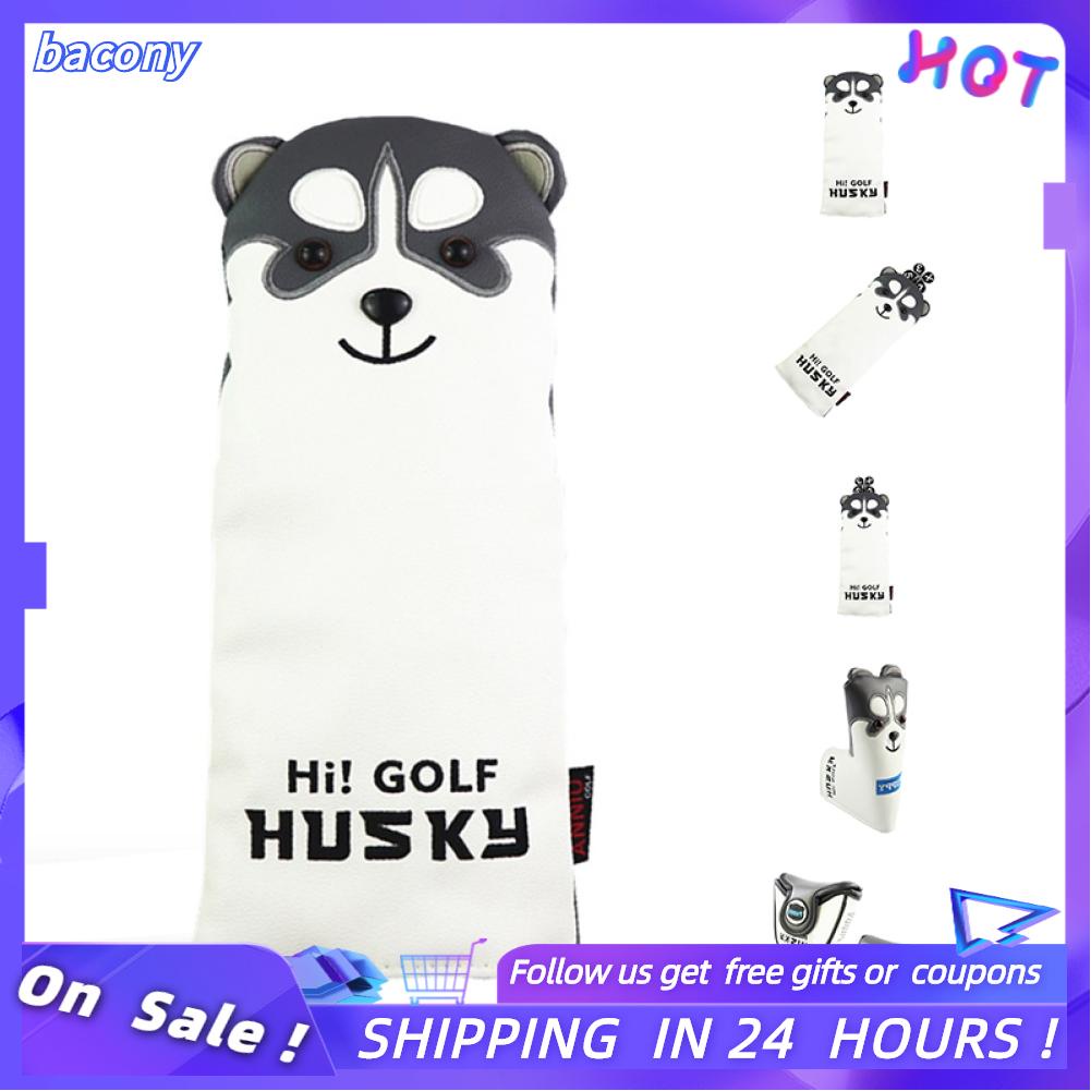 Bacony Golf Head Cover  Cute Dog Shaped Protector PU Super Fleece Putter for Outdoor