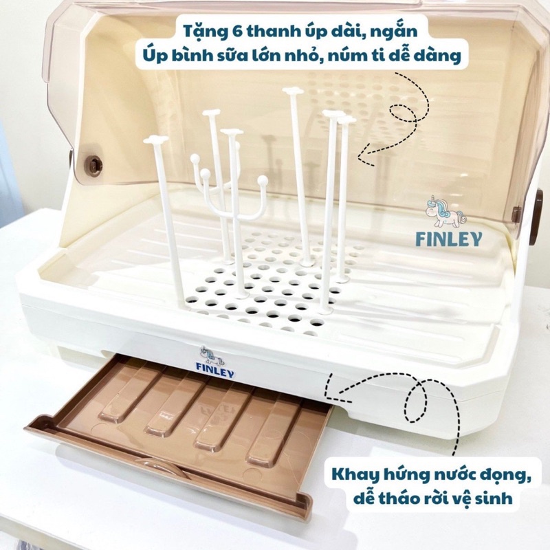 Khay úp bình sữa cho bé - Khay úp cốc ly, chén dĩa FINLEY Smart 3 màu, giá úp bình sữa, bát đĩa có nắp đậy