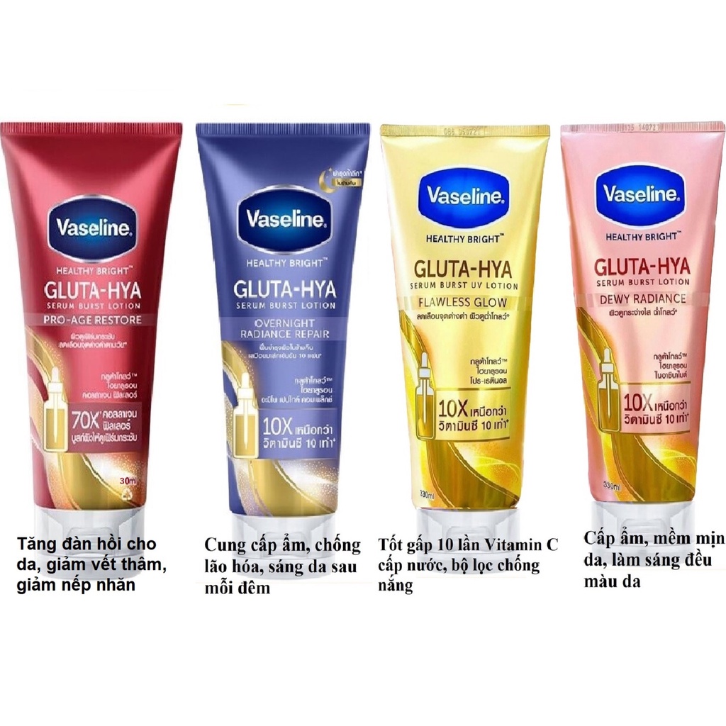 Sữa Dưỡng Thể Vaseline Healthy Bright Gluta HYA Serum 10X Thái Lan 300ml