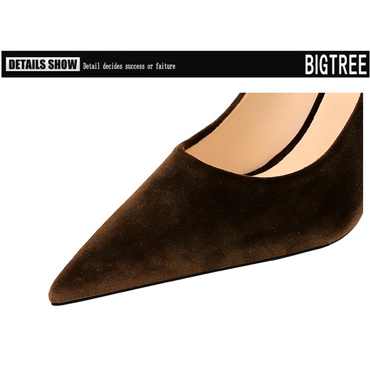 Bigtree Giày Cao Gót 9.5cm Da Lộn Mũi Nhọn Thời Trang Cho Nữ