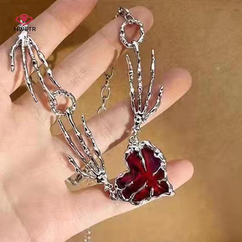 Vòng cổ choker HWETR mặt trái tim phong cách gothic punk thời trang cho nữ