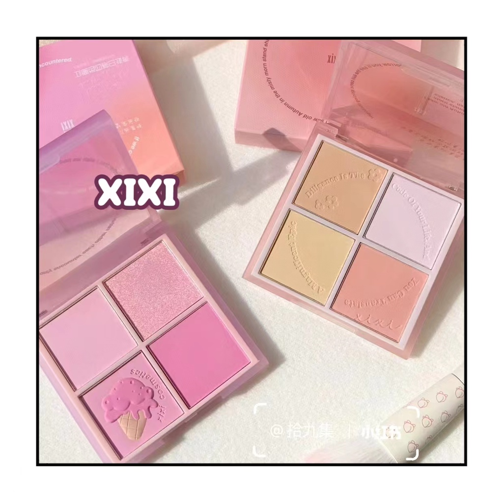 XIXI Phấn Má Hồng XIXI 4 ô Nhũ Sáng Highlight Trang Điểm Tích Hợp Phấn Mắt Nhũ Lìbền màu makeup trang điểm làm đẹp | BigBuy360 - bigbuy360.vn