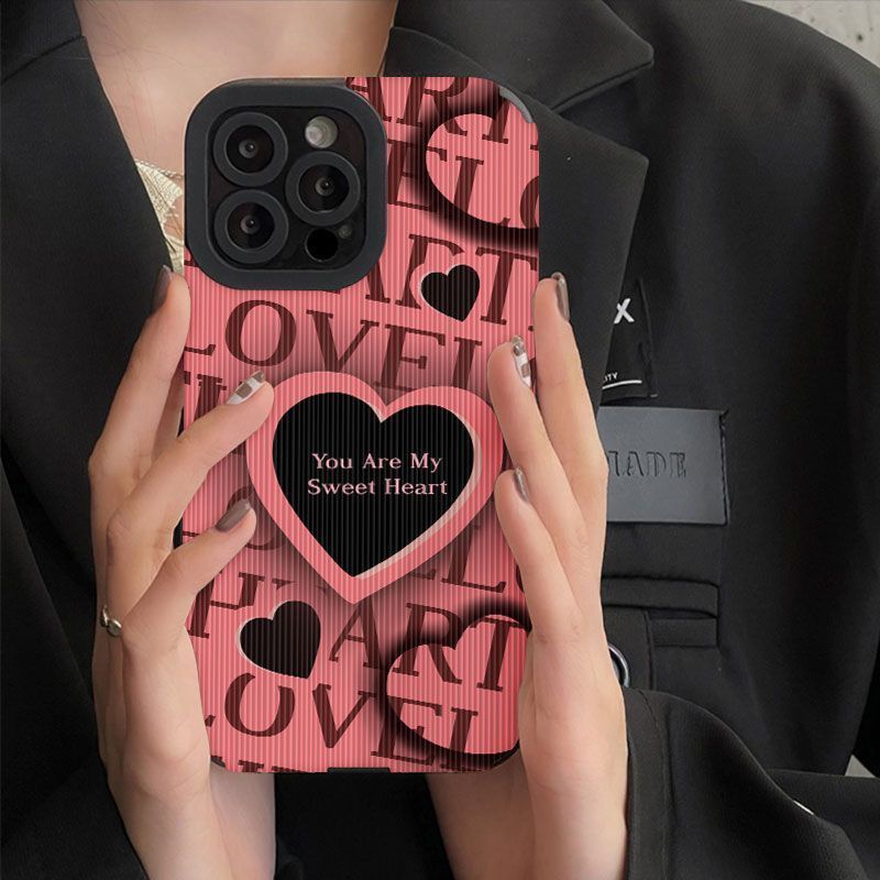 Ốp Điện Thoại Họa Tiết Trái Tim Kiểu Nhật Hàn Dễ Thương Cho Iphone 11promax 14 13 12 6s 8plus 15promax