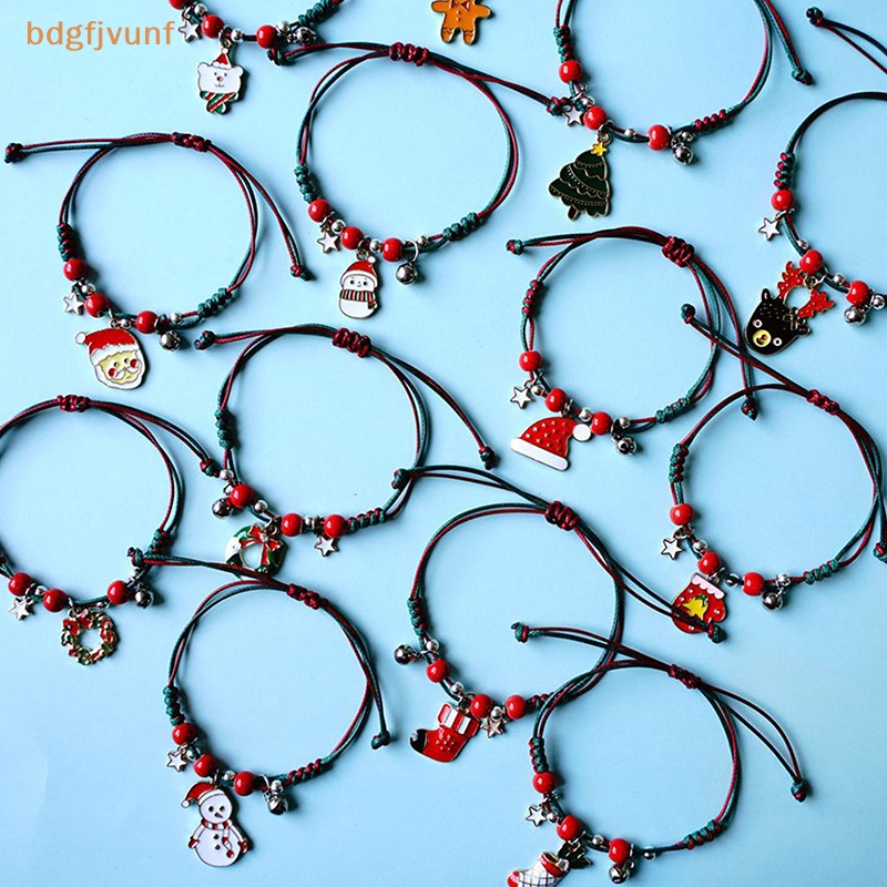 Vòng Tay Bện Dây Mặt Hình Ông Già Noel Và Chuông Giáng Sinh Cho Cặp Đôi vn