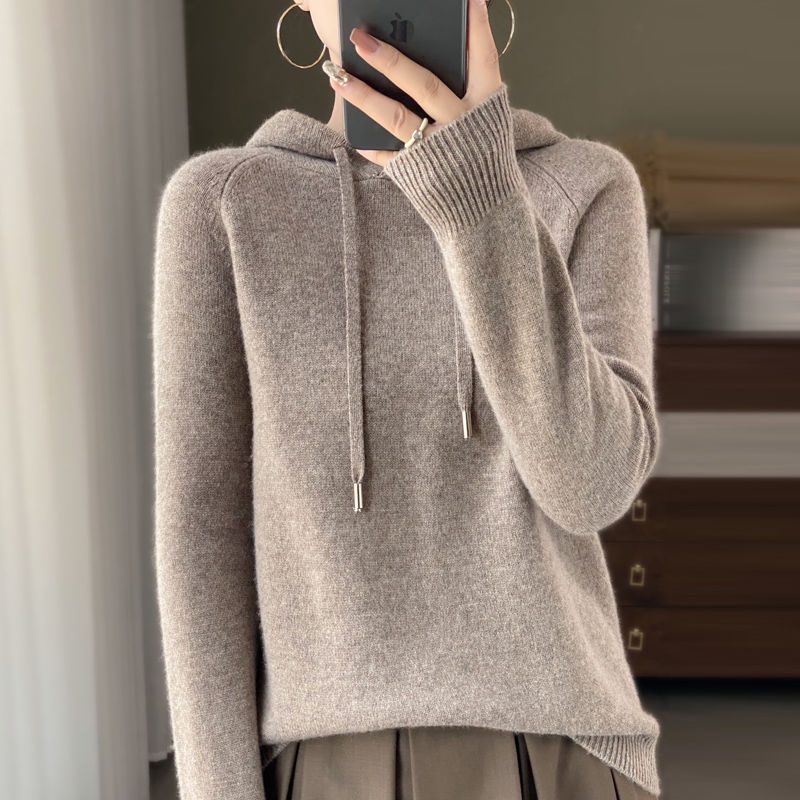 Áo Hoodie Dệt Kim Dày Dáng Rộng Thời Trang Thu Đông Phong Cách Mới Cho Nữ