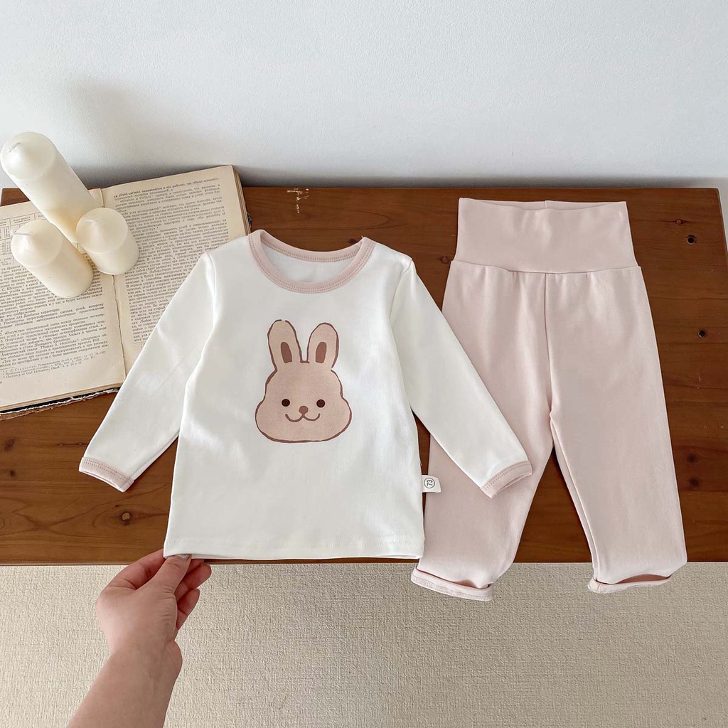 Set Đồ Mùa Thu 2 Món Gồm Áo In Họa Tiết Hoạt Hình Gấu Thỏ / Vịt / Gấu 3 Màu + Quần Màu Trơn Cho Bé Sơ Sinh 1-3 Tuổi