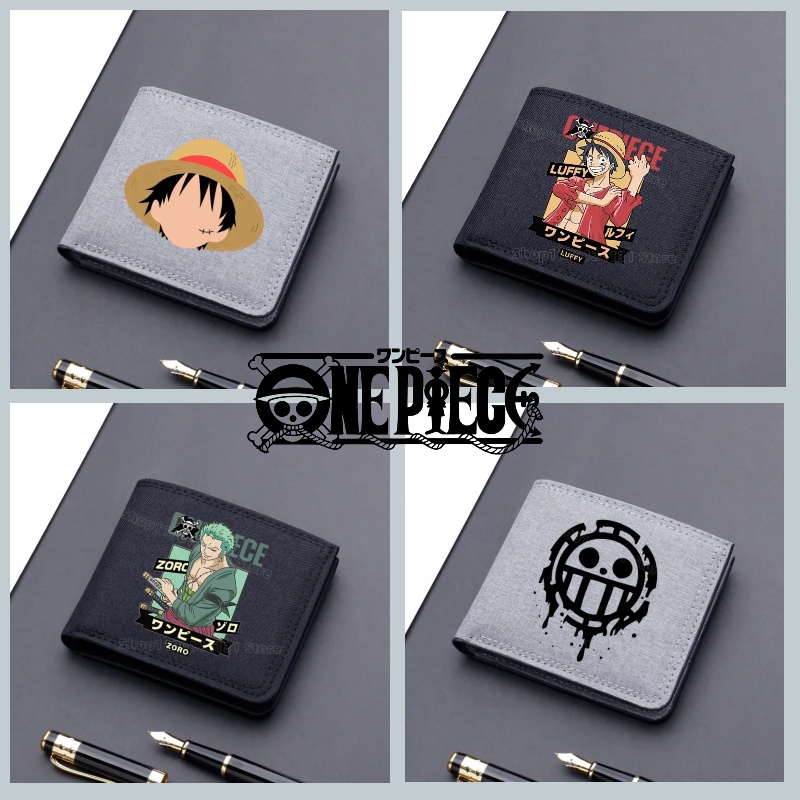 Ví Đựng Tiền Xu / Thẻ Vải canvas Gập Gọn In Hoạt Hình one piece Dễ Thương Cho Bé