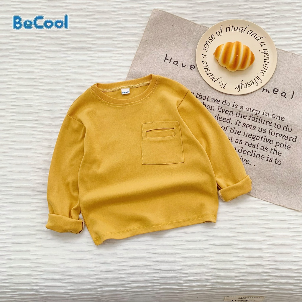 Áo Giữ Nhiệt Giả Túi Ngực Cho Bé Trai Bé Gái Chất Cotton Mềm Mịn BeCool, Áo Thun Dài Tay Cho Bé Từ 7-27kg