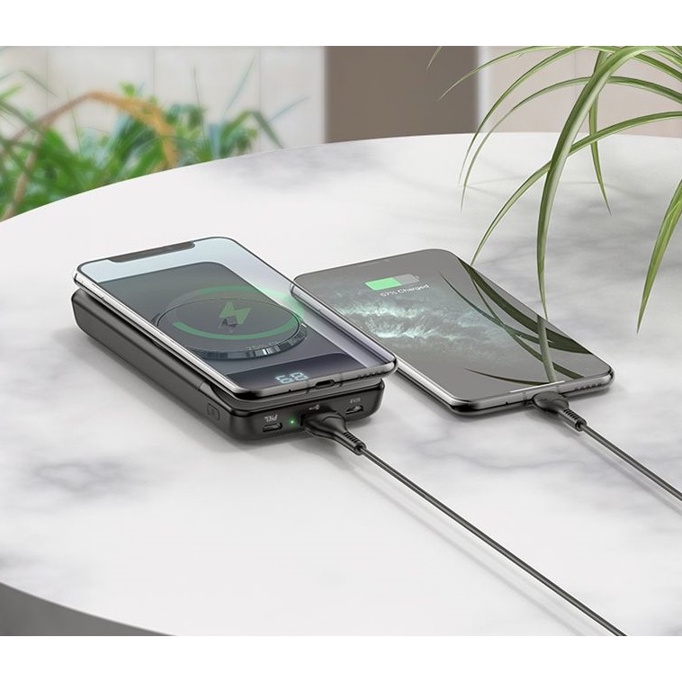 Sạc dự phòng không dây chính hãng Hoco J76 10.000mAh, dòng 2023 hỗ trợ sạc nhanh chống cháy nổ tích hợp đèn led