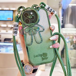 Ốp Điện Thoại Hình Gấu Dạ Quang Gắn Dây Đeo Chống Sốc Cho iphone 11 pro max 12 pro max 13 pro max 14 pro max 15 pro max