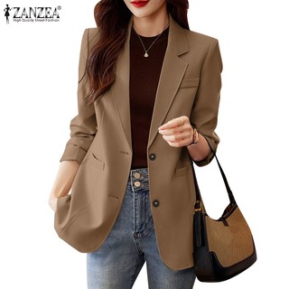 Zanzea Áo Khoác blazer Dài Tay Màu Trơn Thời Trang Nữ Tính