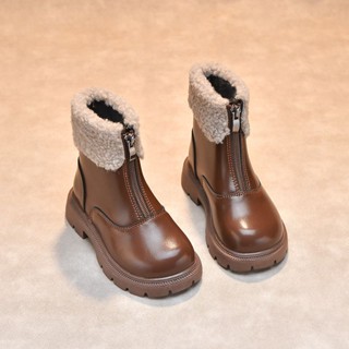 Giày Bốt martin Cổ Thấp Lót Lông Cừu Lót cotton Phong Cách Anh Quốc Thời Trang Mùa Đông Cho Bé Gái