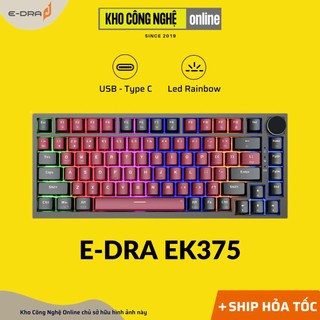  Bàn phím cơ E-DRA EK375 có núm xoay  Hàng Chính Hãng  