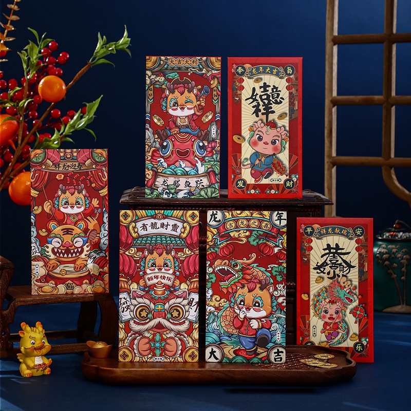 Set 6 Bao Lì Xì Đỏ May Mắn 2024 Cho Năm Mới