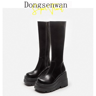  Giày Bốt Đế Xuồng Dày Dặn Phong Cách Mới 2023 Có Khóa Kéo Phong Cách gothic Ấm Áp Chống Trượt Cho Nữ  size 35-42  